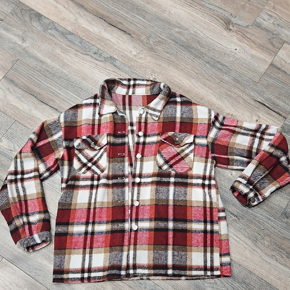 Plaid Flannel Womens Button Up Shirt.